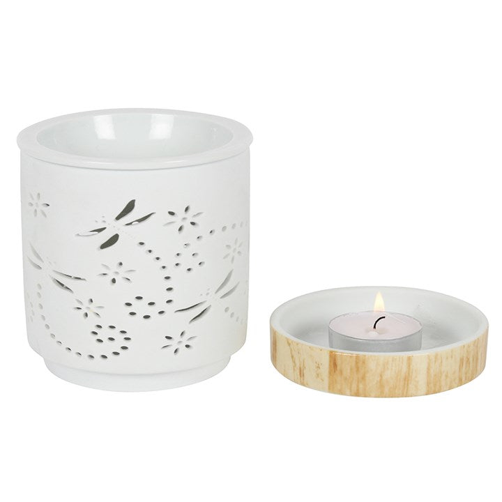 Dragonfly Ceramic Cut Out Oil Burner / Wax Melter